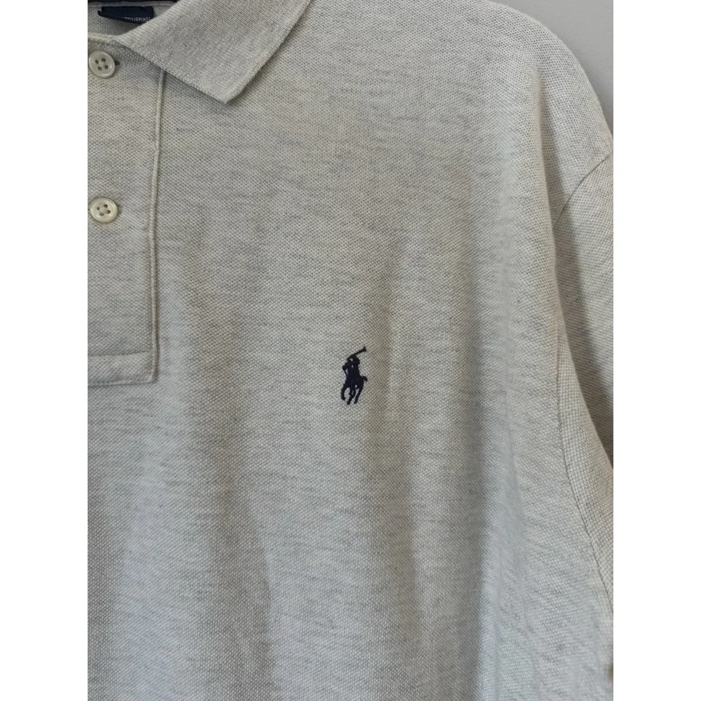 Polo Ralph Lauren Classic Fit Oatmeal Cotton Pique Long Sleeve Polo Shirt MED.